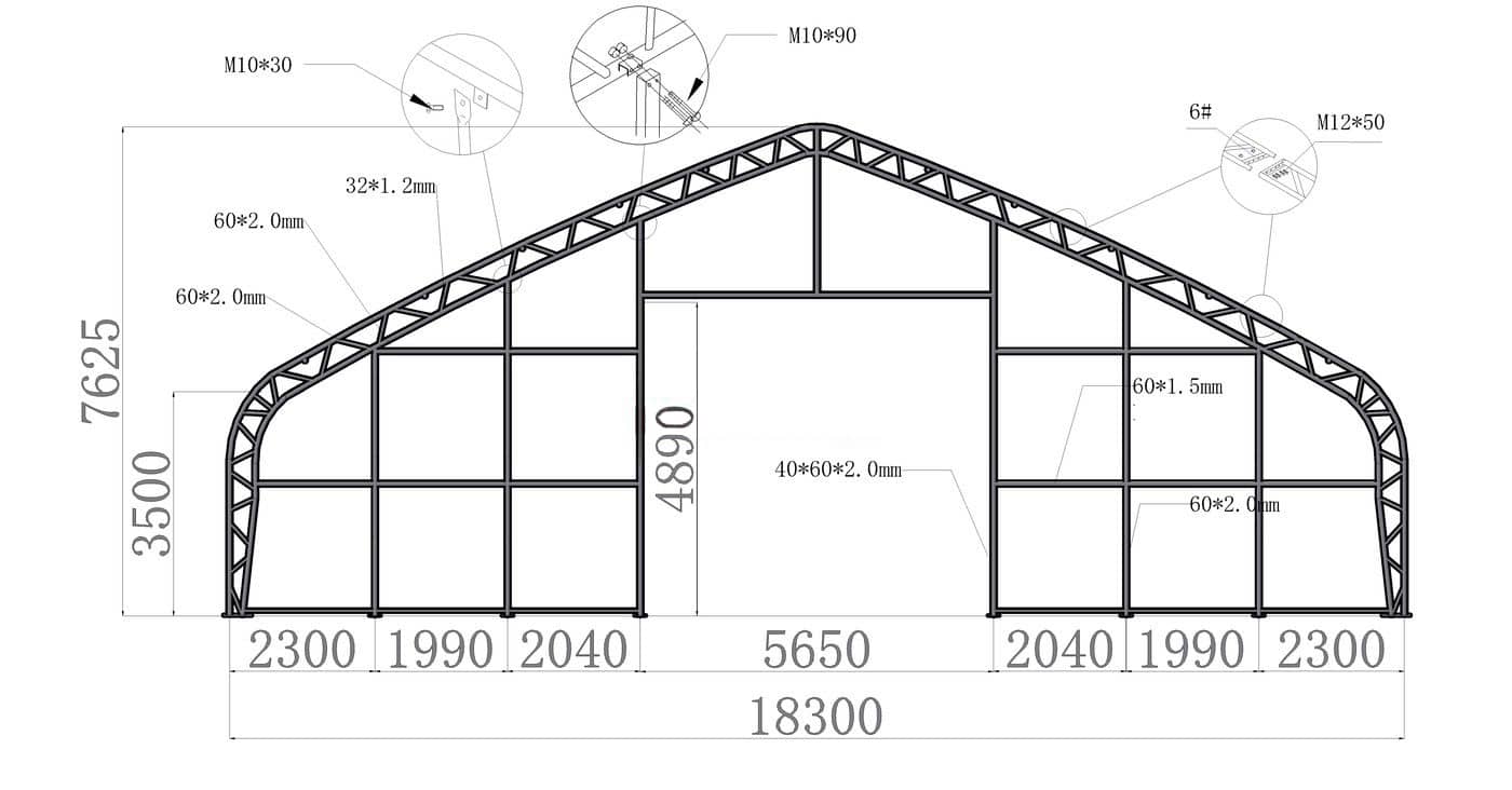 Sedlová hala 18,3m x 43,92m x 7,63m – Obrázok 10