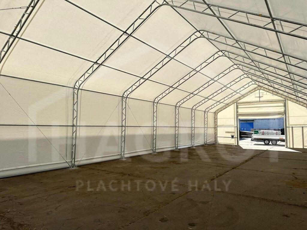 Realizácia sedlovej plachtovej haly Hagro širokej 9 m