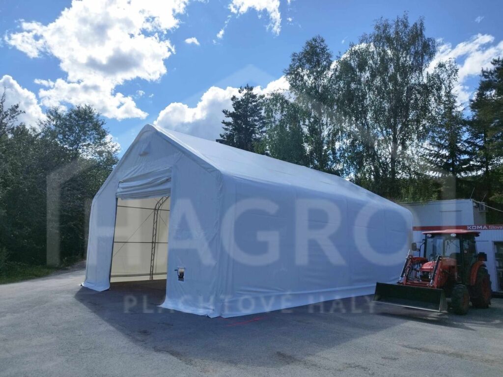 Realizácia sedlovej plachtovej haly Hagro širokej 9 m