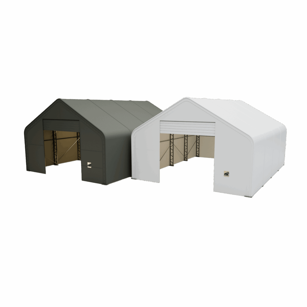 Vizualizácia stanovej sedlovej haly Hagro 9×12 m, čelný pohľad